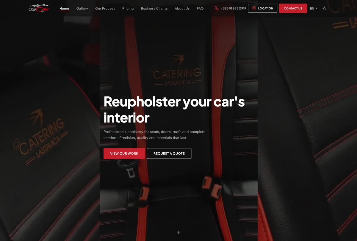 Oscar Design web stranica — galerija radova autotapeciranja s prije-i-poslije fotografijama
